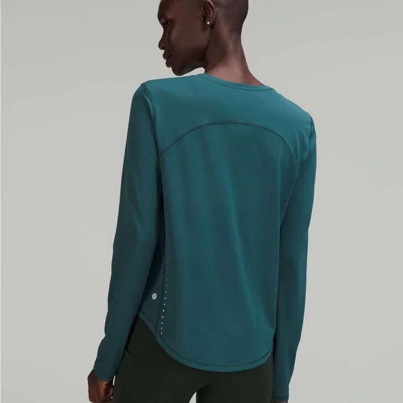 Lululemon High-Neck Running and Training Long Sleeve Shirt- green jasper - Picture 2 of 7